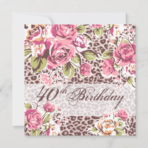 Glam Leopard Flower Jungle 40th Birthday Announcement