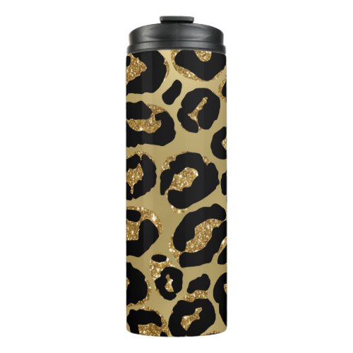  Glam LEOPARD GOLD Glitter Thermal Tumbler