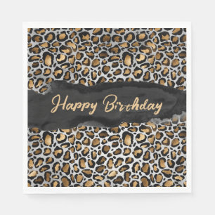 Glam Leopard Happy Birthday Napkins