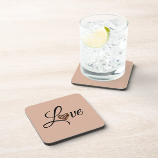 Glam Leopard Heart Love Design Beverage Coaster
