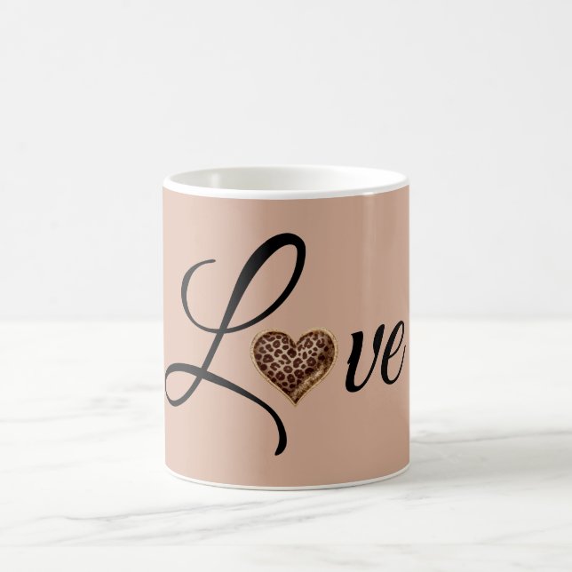 Glam Leopard Heart Love Design Coffee Mug (Center)