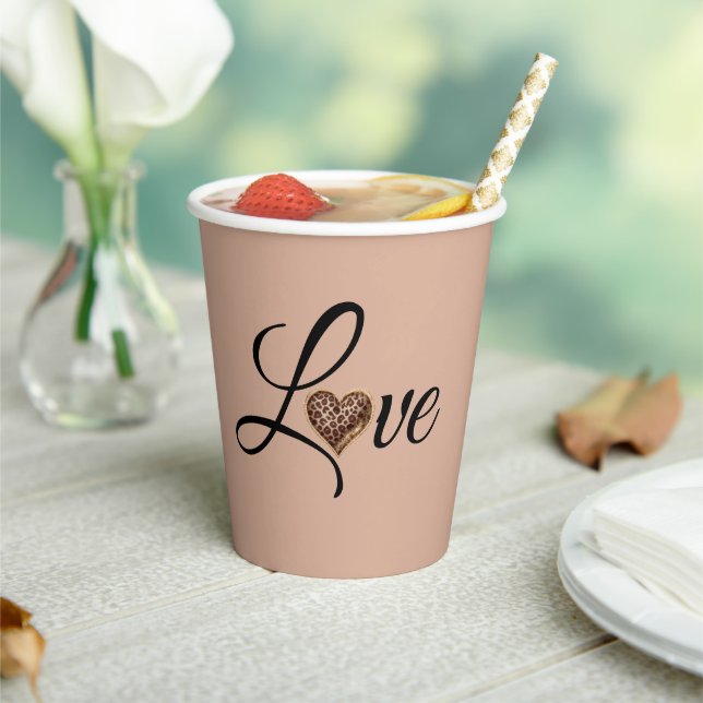 Glam Leopard Heart Love Design Paper Cups (Insitu)