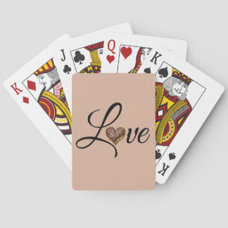 Glam Leopard Heart Love Design Poker Cards