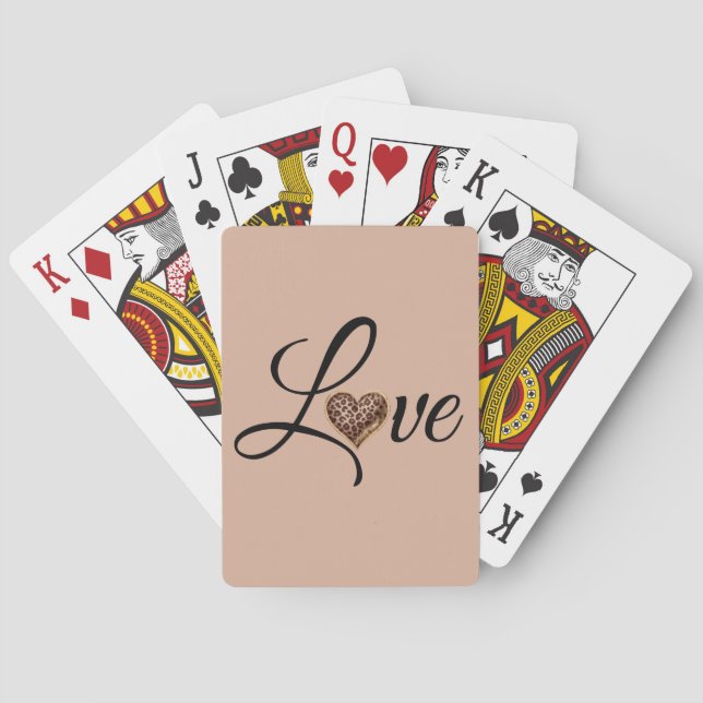 Glam Leopard Heart Love Design Poker Cards (Back)