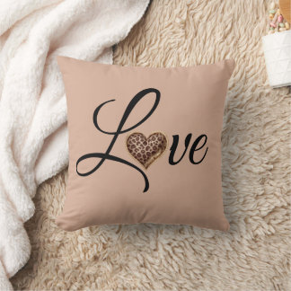Glam Leopard Heart Love Design Throw Pillow