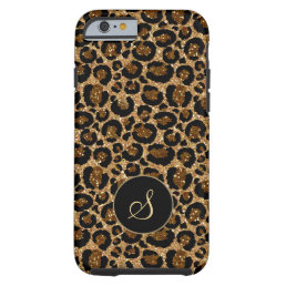 Glam leopard print with glitters and monogram tough iPhone 6 case