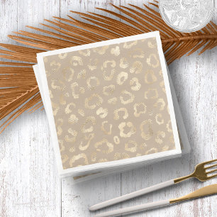 Glam Leopard Spot Pattern Safari Gold ID1154 Paper Dinner Napkins