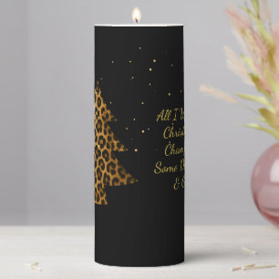 Glam Leopard Tree Holiday Lamp Pillar Candle