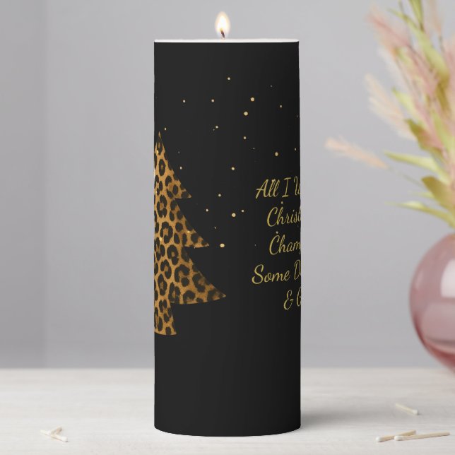 Glam Leopard Tree Holiday Lamp Pillar Candle (In Situ)