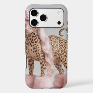 Glam Leopard Unicorn Cat in Pink Fur Heels iPhone 17 Pro Max Case