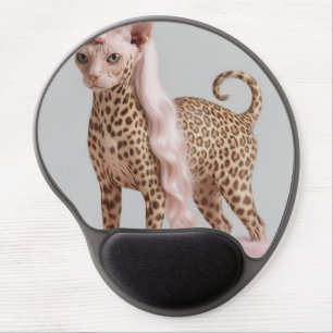 Glam Leopard Unicorn Cat in Pink Fur Heels Gel Mouse Pad