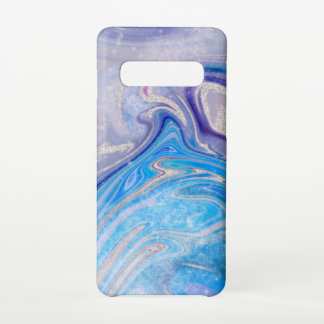 Glam light blue purple silver glitter marble samsung galaxy s10 case