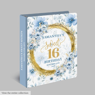 Glam Light Blue Sweet 16 Memory Album with Sparkle 3 Ring Binder