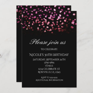 Glam Lights Pink Orange Confetti Party Invitations