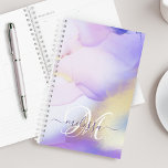 Glam Lilac Gold Abstract Paint Elegant Monogram Planner<br><div class="desc">Easily personalize this glamorous style abstract lilac watercolor paint and faux gold spray background with your custom details.</div>