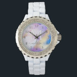 Glam Lilac Gold Abstract Paint Elegant Monogram Watch<br><div class="desc">Easily personalize this glamorous style abstract lilac watercolor paint and faux gold spray background with your custom details.</div>