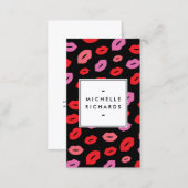 Glam Lip Print Makeup Artist Beauty Pink/Red/Black Business Card (Front/Back)