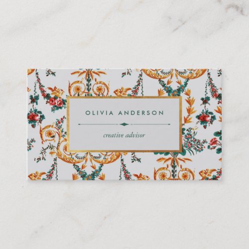 Glam Luxe Antique French Chateau Roses Wallpaper Business Card