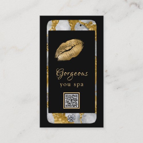  Glam Luxe Cell Phone Gold QR LOGO Photo Business Card