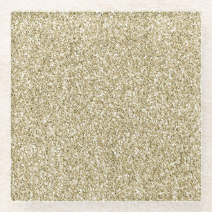 Glam Luxe Gold Glitter       Glass Coaster