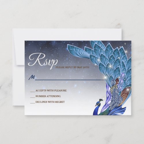 Glam  Luxe Peacock Evening Wedding RSVP