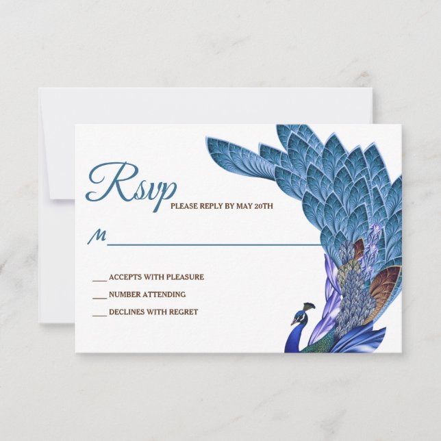Glam & Luxe Peacock Wedding RSVP (Front)