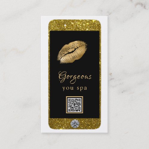 Glam Luxe QR Logo Photo Cell phone diamond Business Card