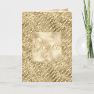 Glam Luxe Stripes Gold Glitter Peace   Card