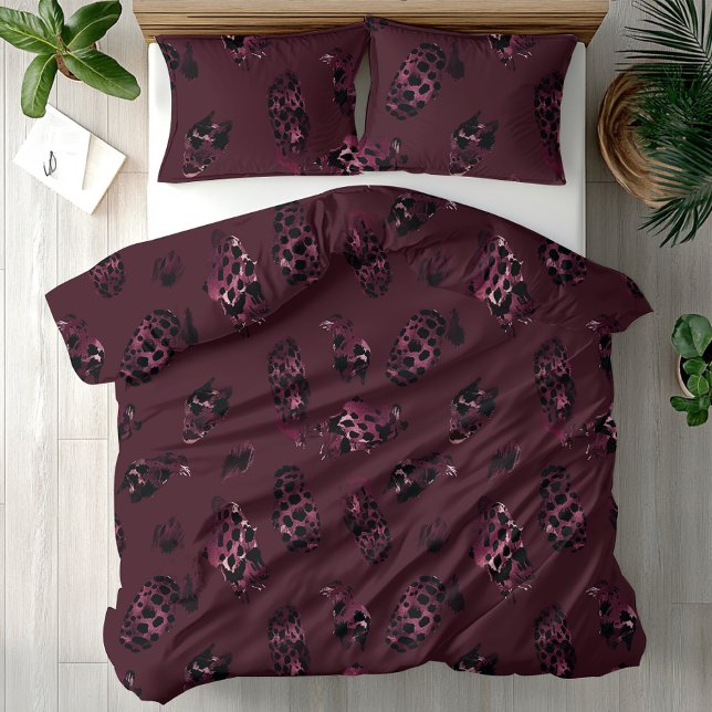 Glam Luxury Burgundy Leopard Cheetah Spot Animal  Duvet Cover (Creator Uploaded)