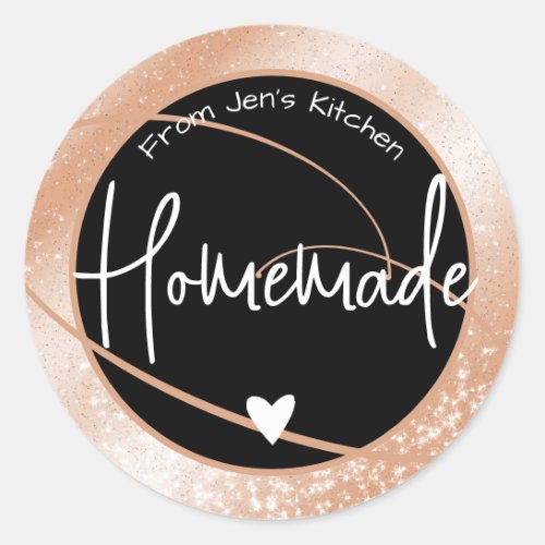Glam Luxury Glitter Sparkle Peach Homemade Heart  Classic Round Sticker