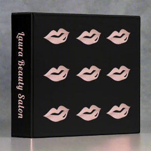 Glam Luxury Gold Rose & Black Beauty Salon  3 Ring Binder