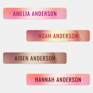 Glam Luxury Rose Gold Waterproof Name Labels