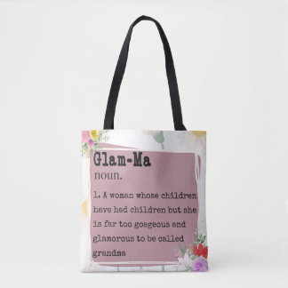 Glam-Ma Dictionary Definition Flowers Frame Design Tote Bag