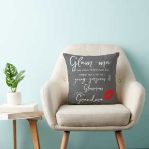 Glam-ma Funny Gift for Stylish Grandma, Christmas Throw Pillow