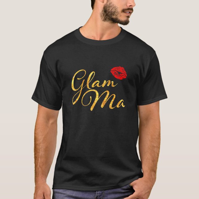 Glam Ma Glamorous Granny Nana Grandmothers Red Lip T-Shirt (Front)