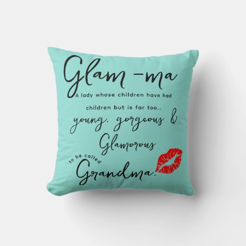 Glam_ma Grandma Christmas gift for granny Throw Pillow