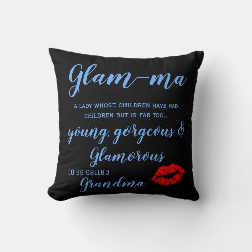 Glam_ma Grandma Christmas gift for granny Throw Pillow