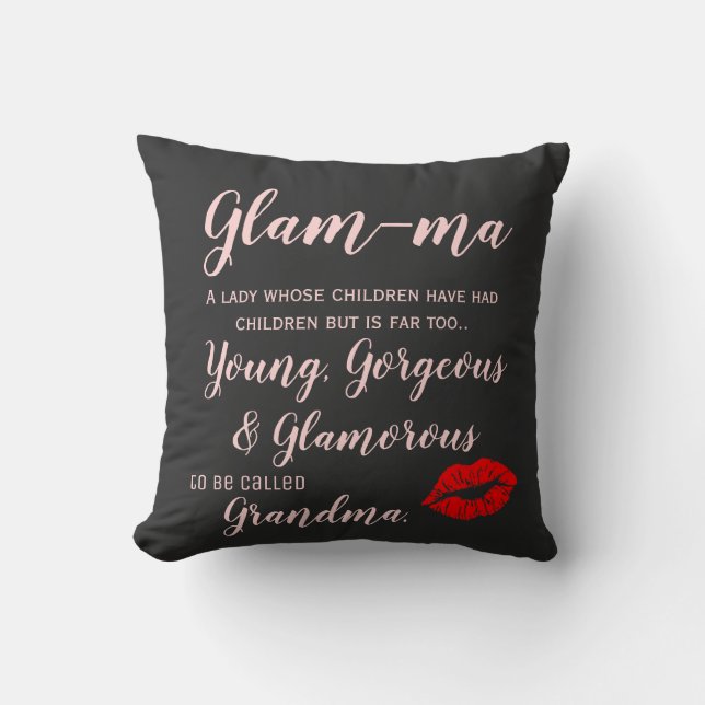Glam-ma Grandma christmas gift Throw Pillow (Front)