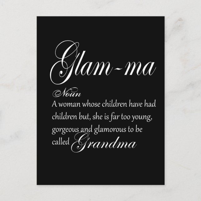 GLAM MA grandma definition Postcard (Front)