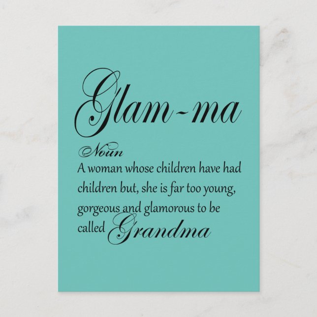 GLAM MA grandma definition Postcard (Front)