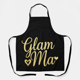 Glam Ma Heart Gold Mom Grandma Mother's Day Apron