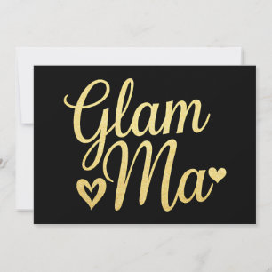 Glam Ma Heart Gold Mom Grandma Mother's Day Invitation