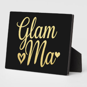 Glam Ma Heart Gold Mom Grandma Mother's Day Plaque