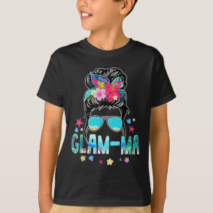 Glam-ma Hello Summer Beach Lover Messy Bun Summert T-Shirt
