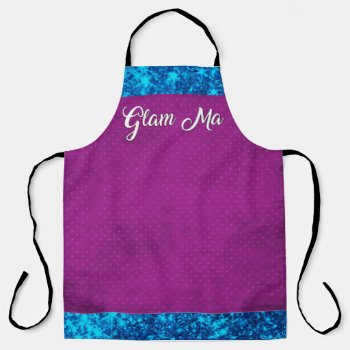 Glam Ma  Mom And Grandma Colorful Personalized Apron by Lorriscustomart at Zazzle