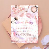 Glam Makeup Birthday Party Spa Party Invitation