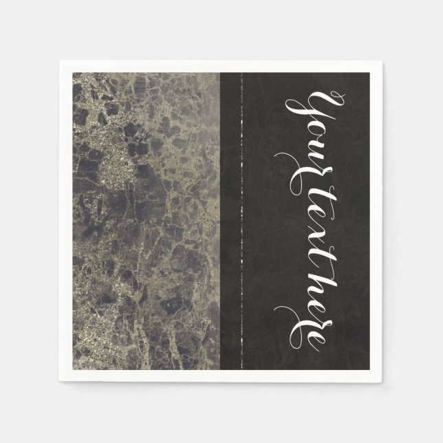 Glam Marble Granite Shimmer Elegant Designer Party Napkins (Front)