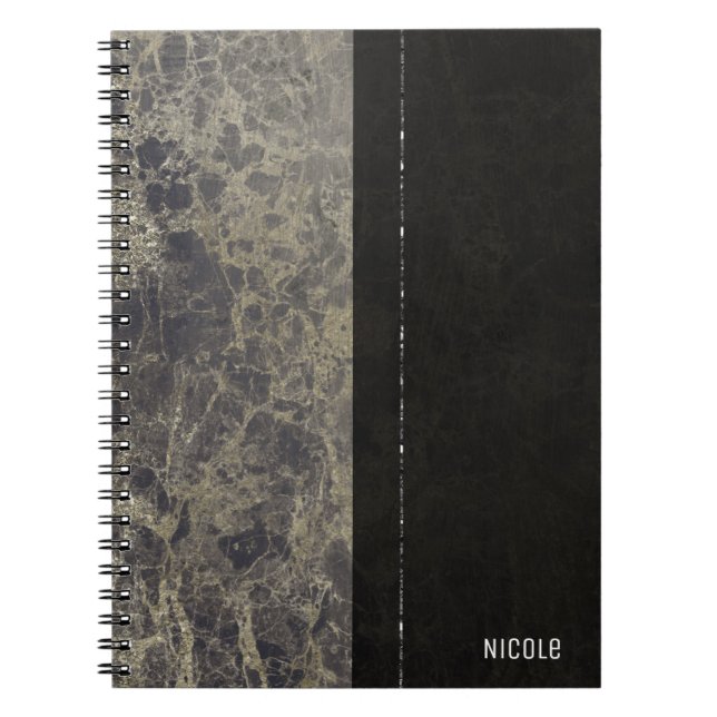 Glam Marble Granite Shimmer Elegant Designer Style Notebook (Front)