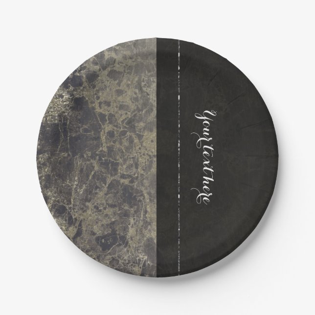 Glam Marble Granite Shimmer Elegant Designer Style Paper Plates (Front)