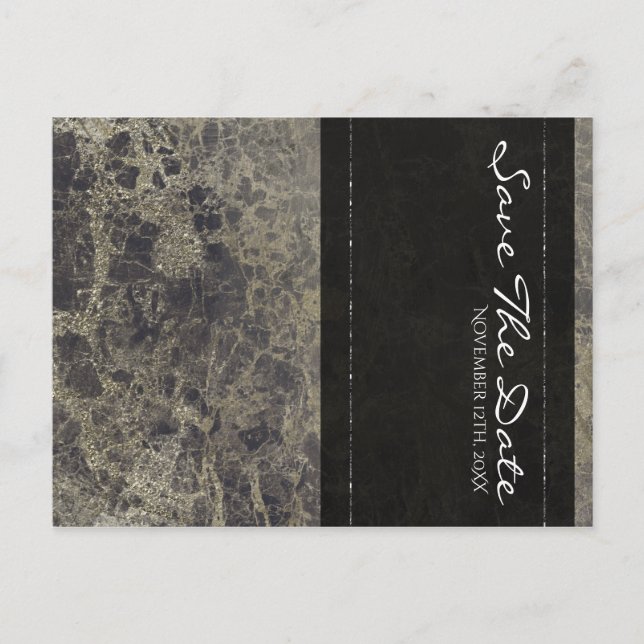 Glam Marble Granite Shimmer Elegant Save the Date Announcement Postcard (Front)